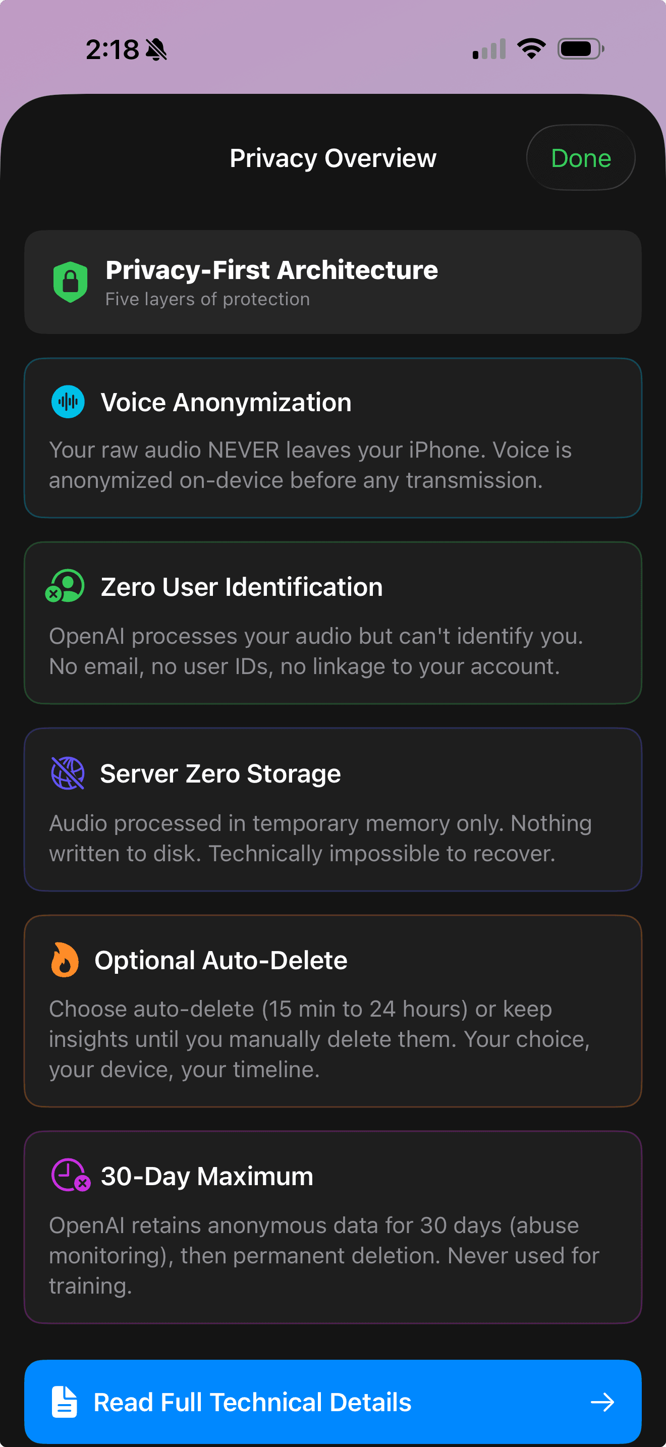 Scifle main screen with "Enter the SCIF" button and voice recording interface