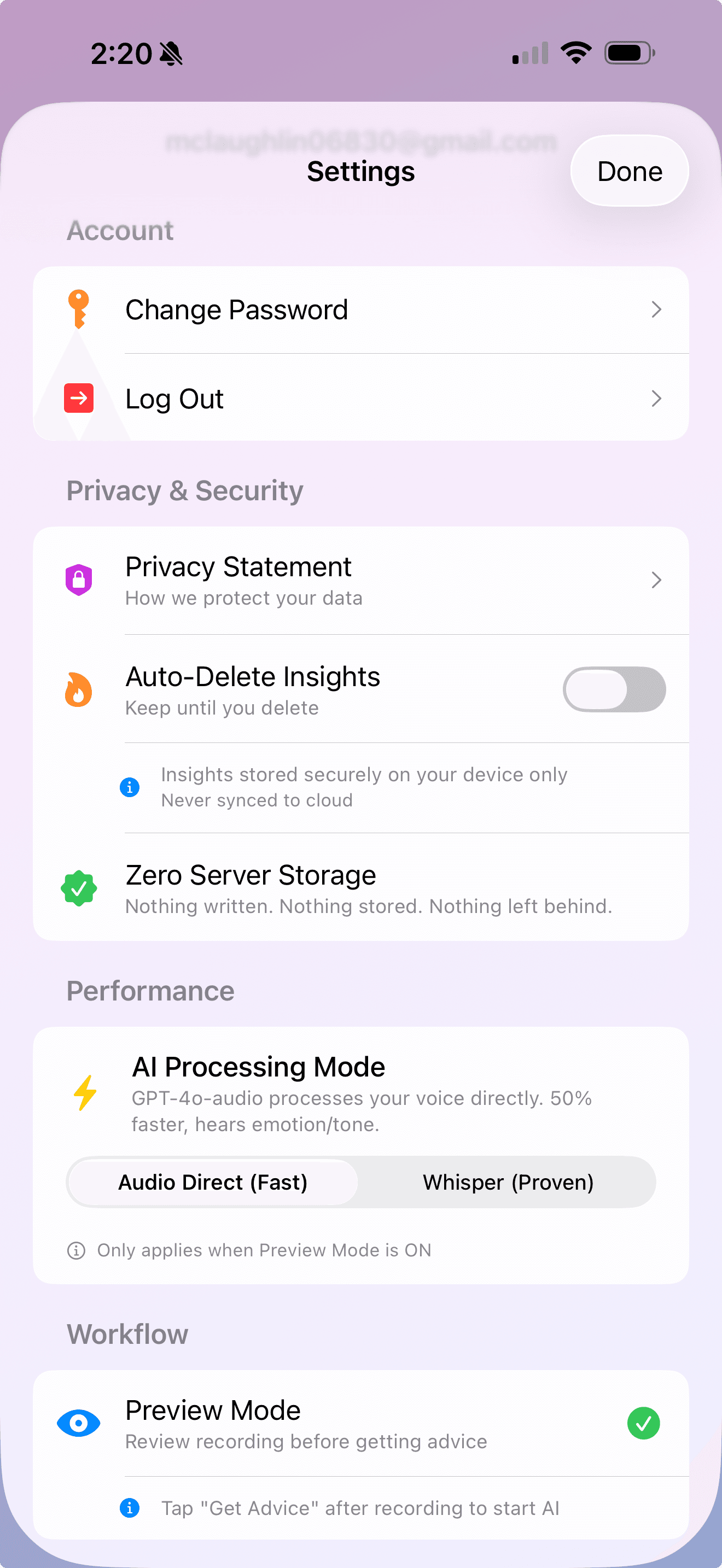 Scifle privacy overview showing five layers of protection and zero storage policy